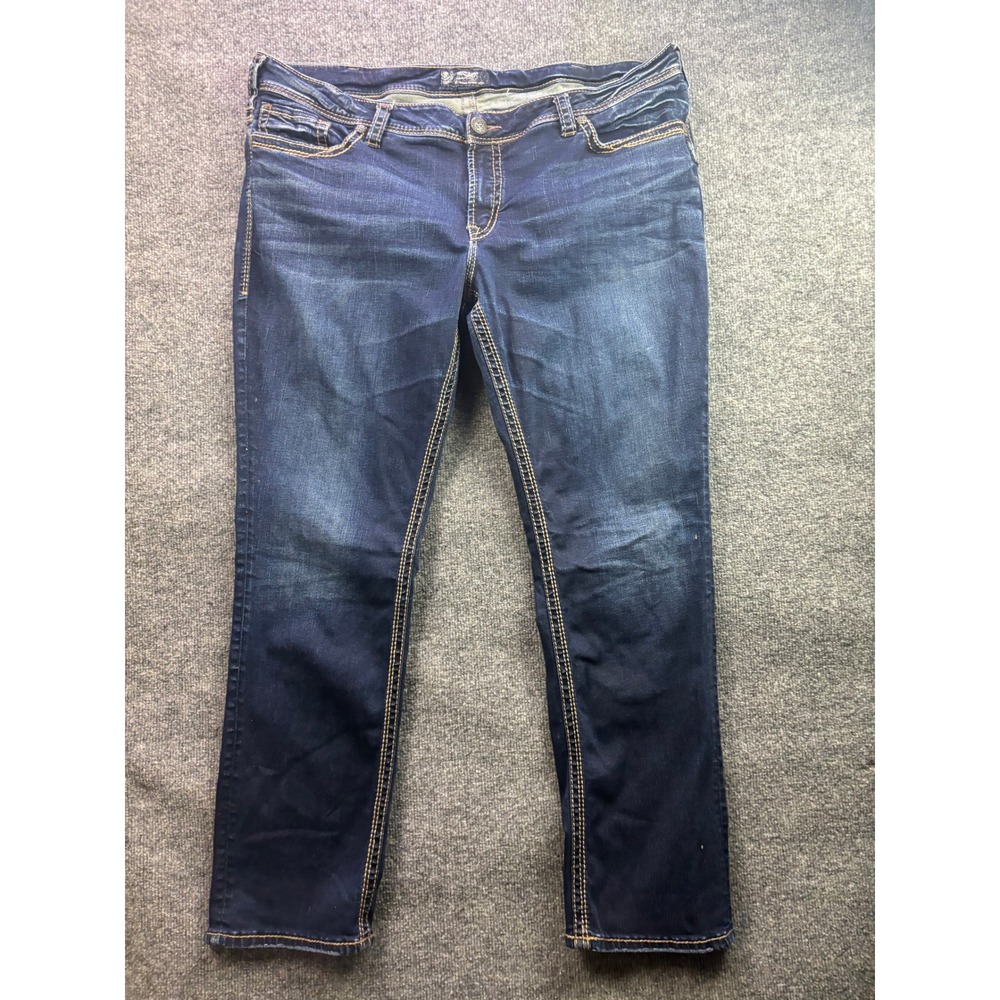 Silver Jeans Suki Mid Straight Women Size 22 Dark Wash Denim Pants W93413SAI467